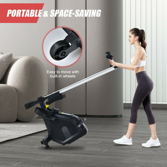 Folding Magnetic Rowing Machine | 8-Level Resistance with Monitor & Aluminum Rail