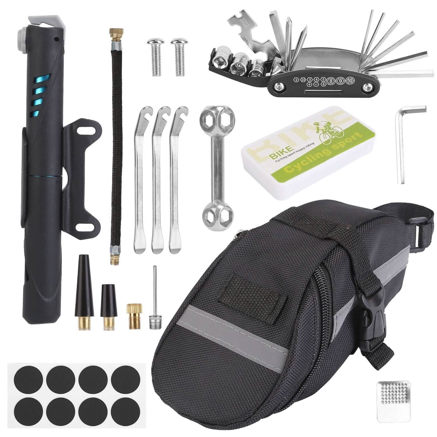 16-in-1 Bike Tire Repair Kit | Portable Cycling Emergency Tool Set