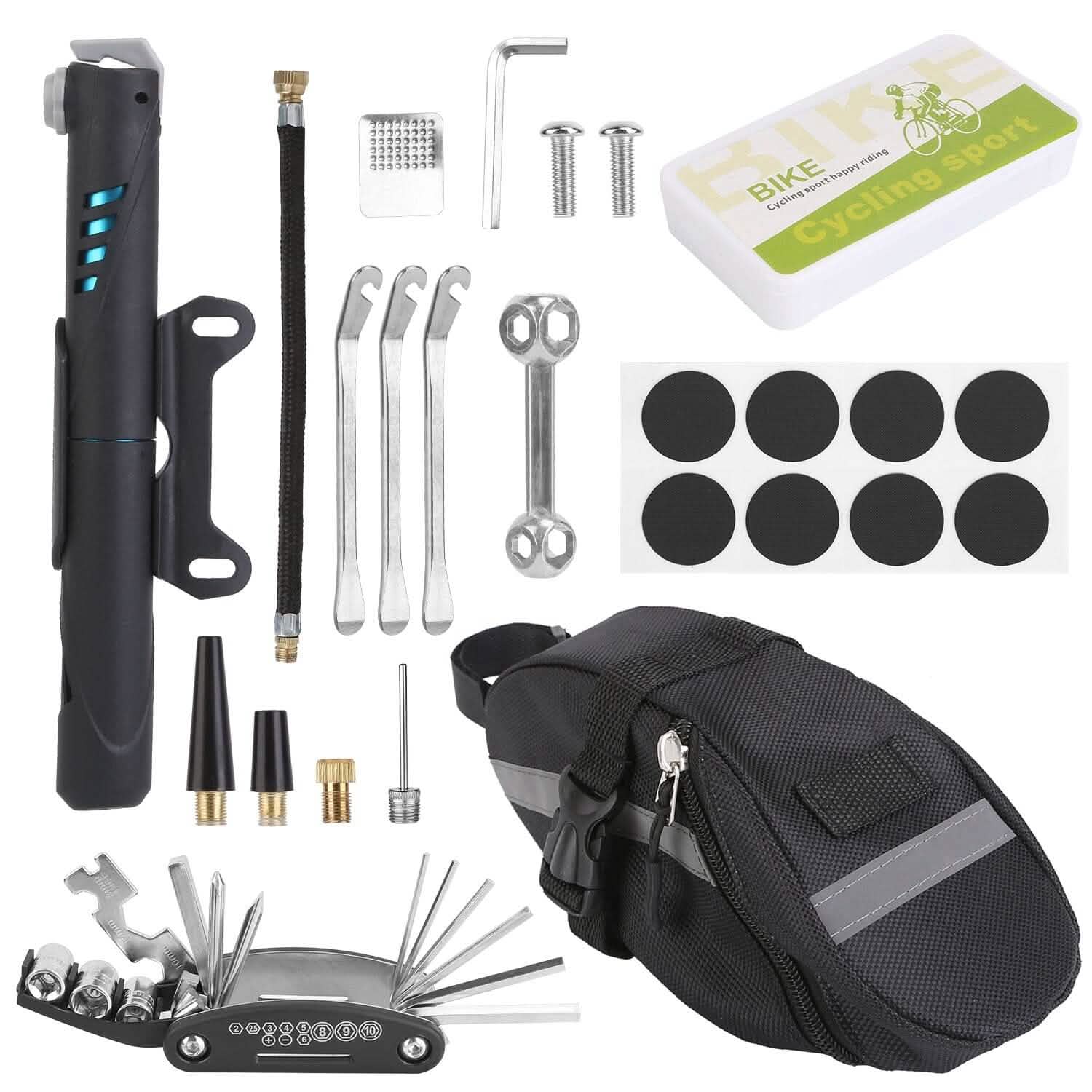 16-in-1 Bike Tire Repair Kit | Portable Cycling Emergency Tool Set
