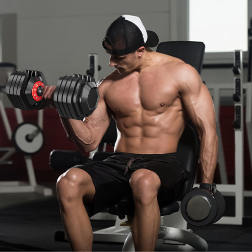 Adjustable Dumbbell Set | 10-in-1 Quick-Adjust Up to 55 lbs