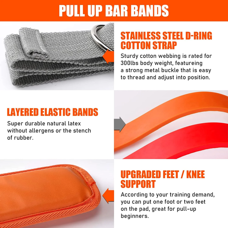 Pull Up Assistance Bands Set with Knee/Foot Rest – Resistance Strap for Pull-Up Assist