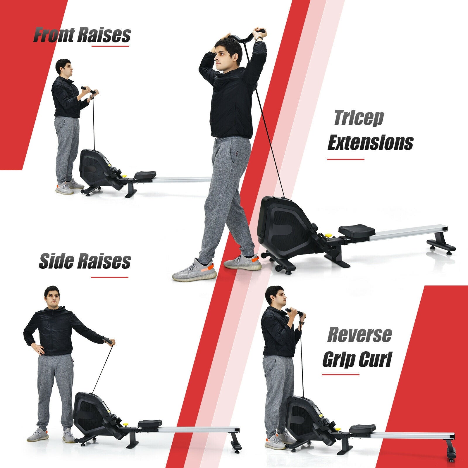 Folding Magnetic Rowing Machine | 8-Level Resistance with Monitor & Aluminum Rail