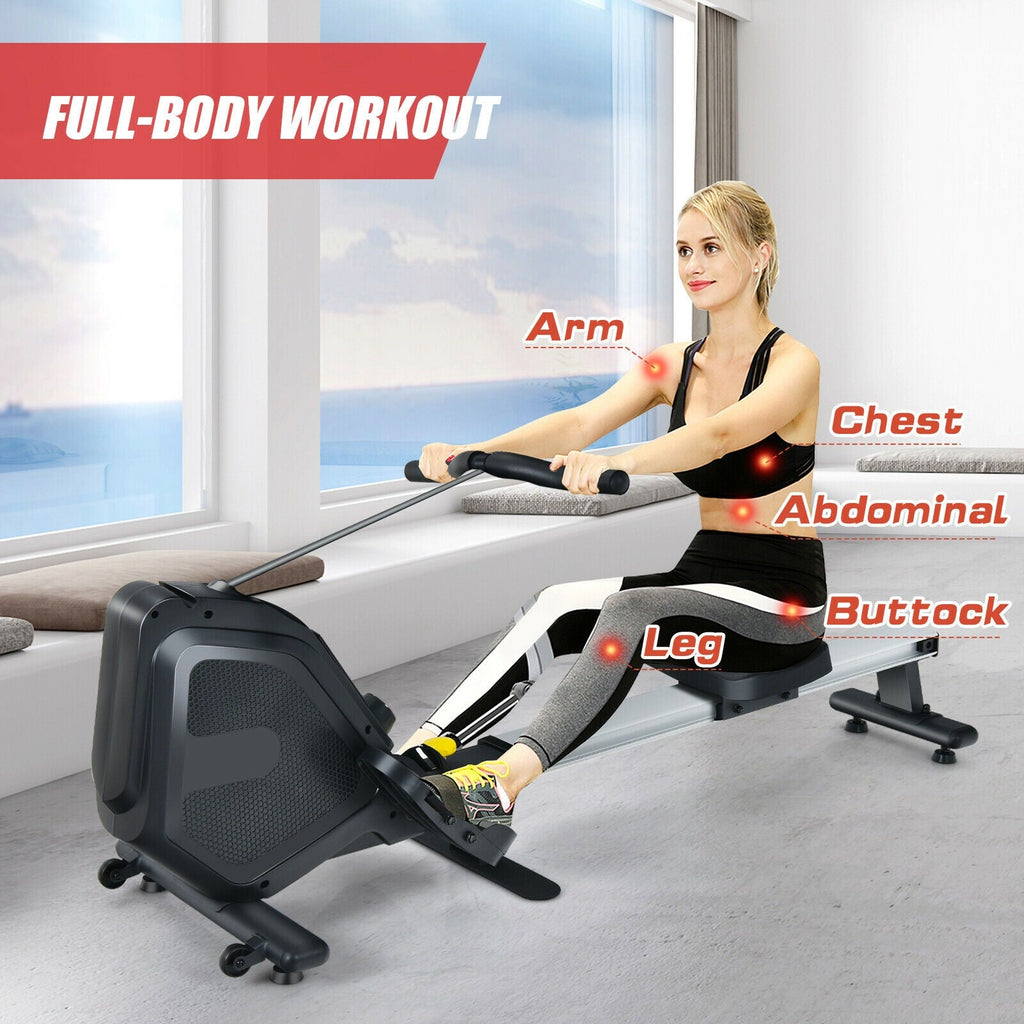 Folding Magnetic Rowing Machine | 8-Level Resistance with Monitor & Aluminum Rail