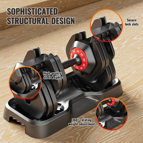 Adjustable Dumbbell Set | 10-in-1 Quick-Adjust Up to 55 lbs