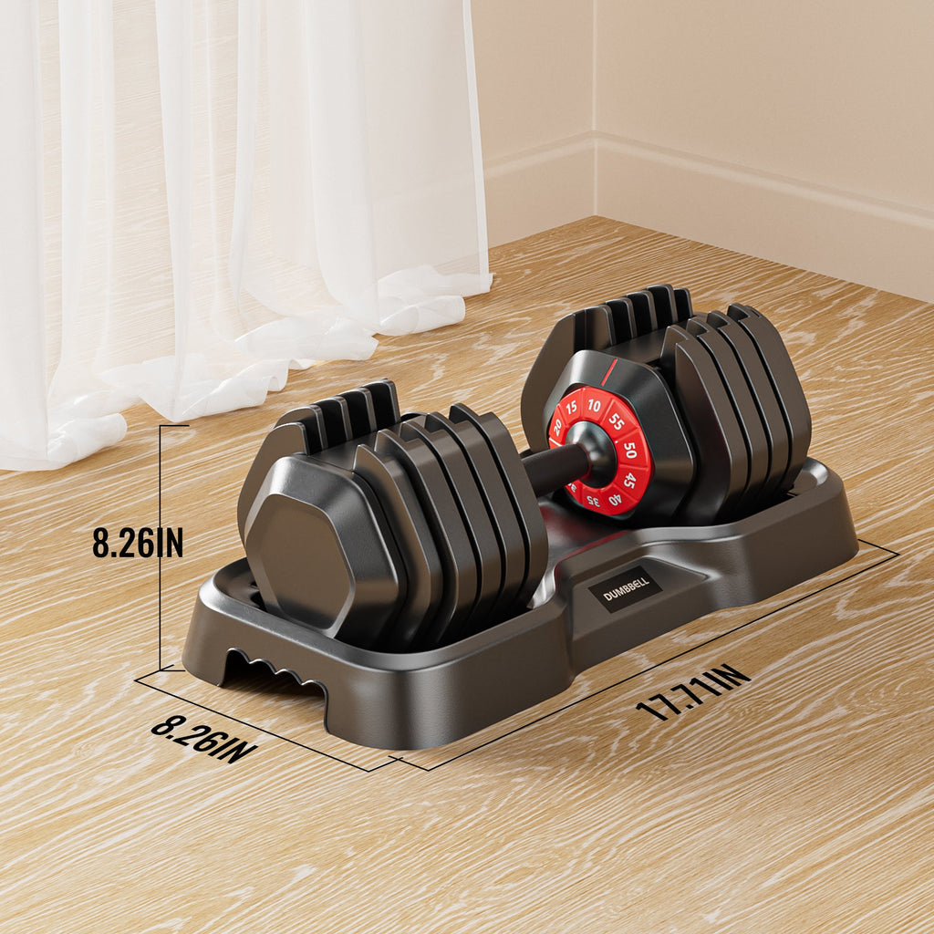 Adjustable Dumbbell Set | 10-in-1 Quick-Adjust Up to 55 lbs