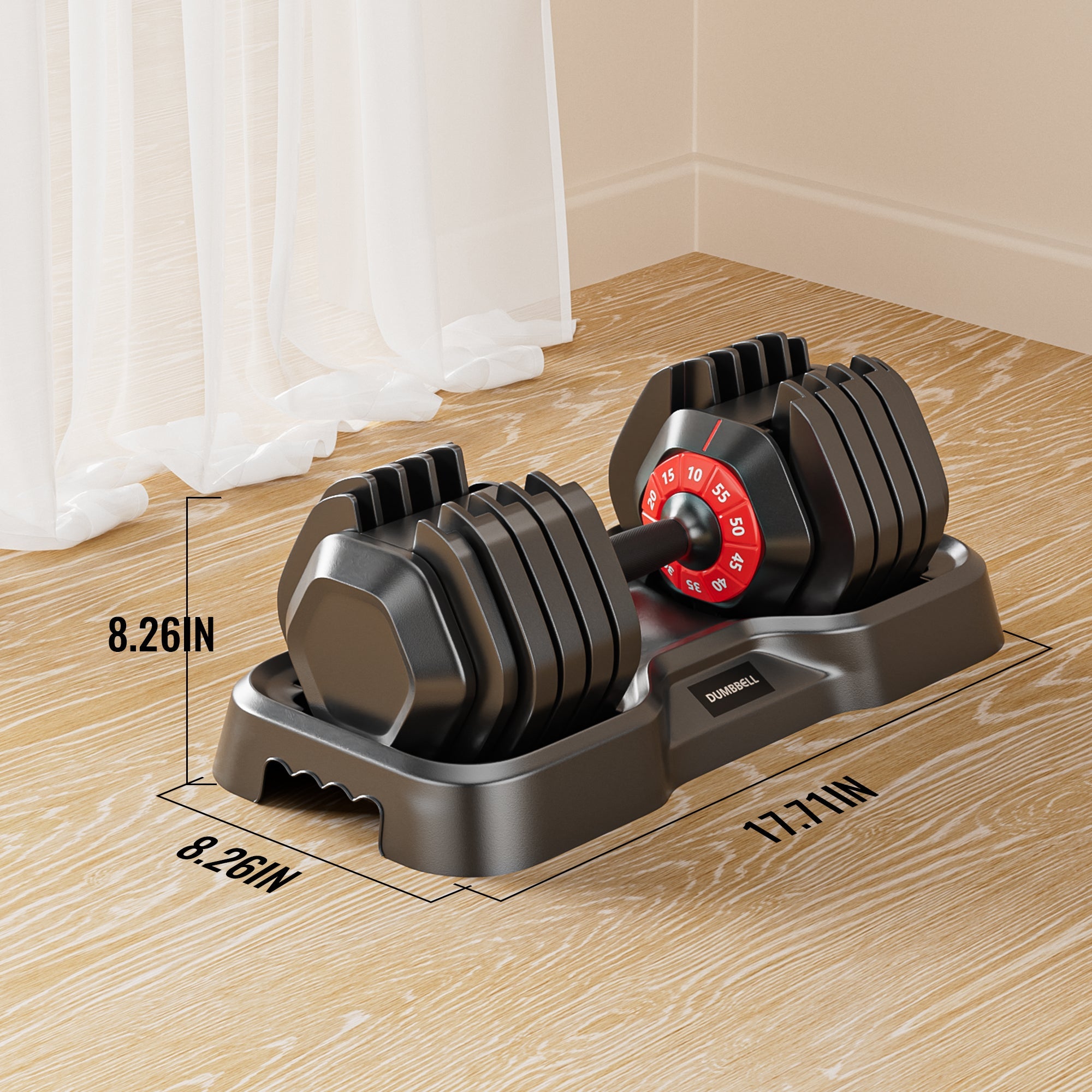 Adjustable Dumbbell Set | 10-in-1 Quick-Adjust Up to 55 lbs