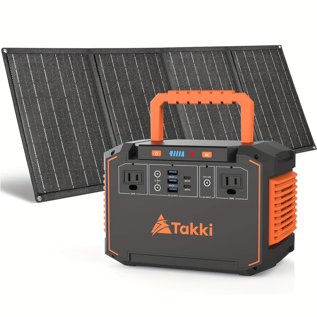 300W Portable Power Station | Solar Generator with Foldable Panel