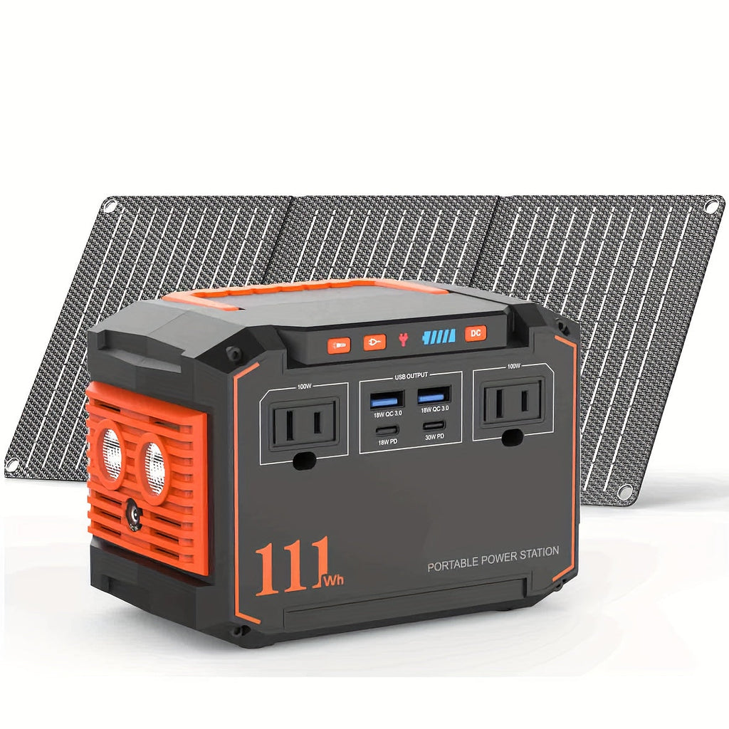 300W Portable Power Station | Solar Generator with Foldable Panel