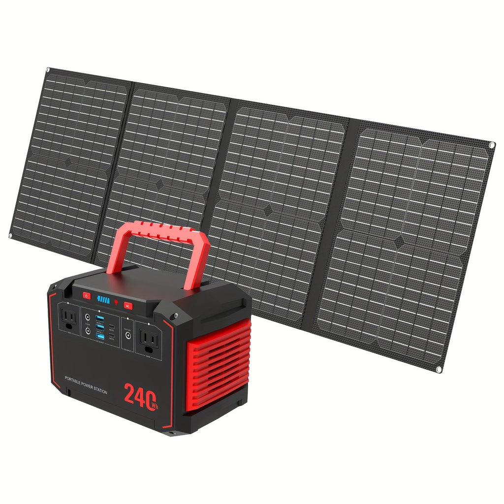 300W Portable Power Station | Solar Generator with Foldable Panel