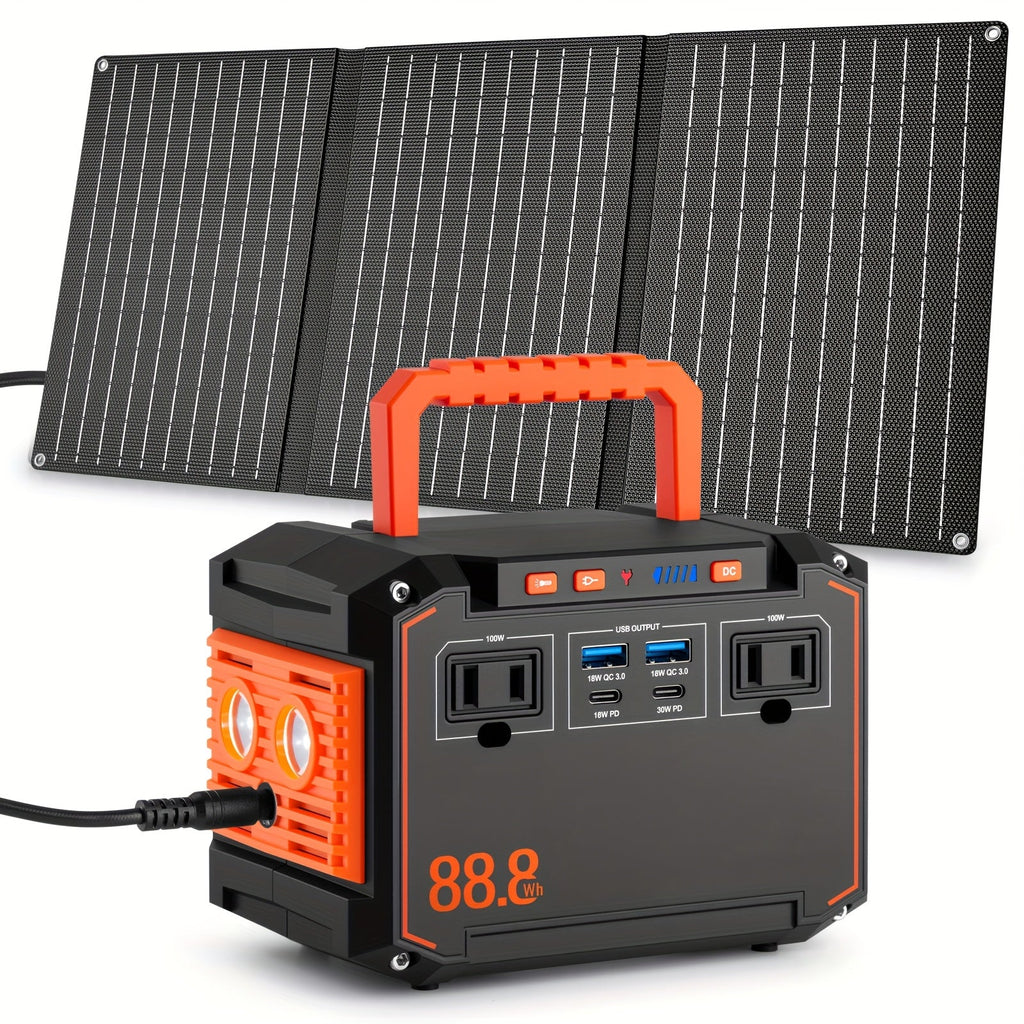 300W Portable Power Station | Solar Generator with Foldable Panel
