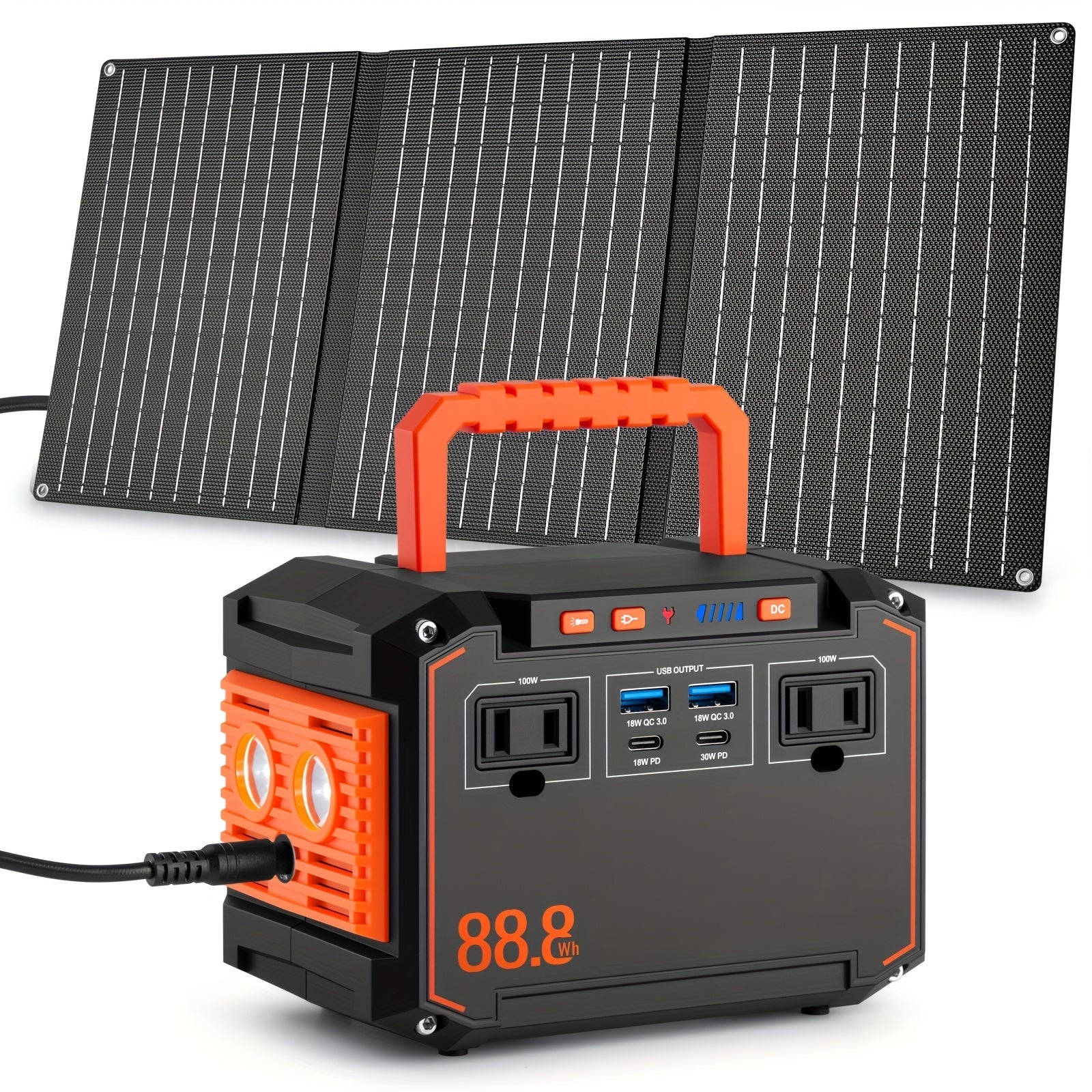 300W Portable Power Station | Solar Generator with Foldable Panel