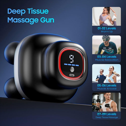 Massage Gun – Electric Body Massager with 4 Heads, Handheld Percussion Muscle Massager, Deep Tissue Back Massager for Muscle Relaxation, Powerful Full Body Electric Massager Tool for Men and Women