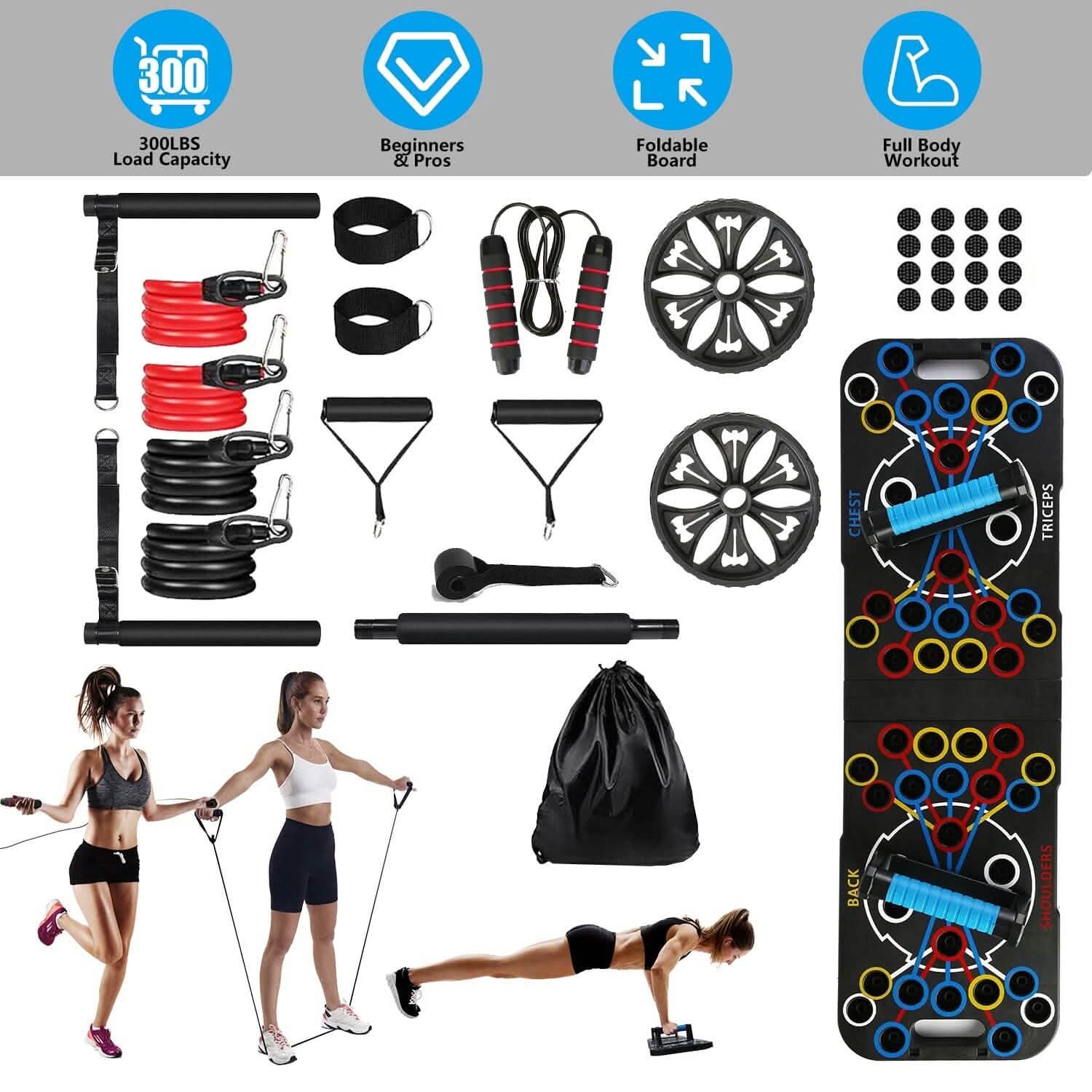 Push Up Board | Multifunctional Home Strength Training Set with 15 Accessories