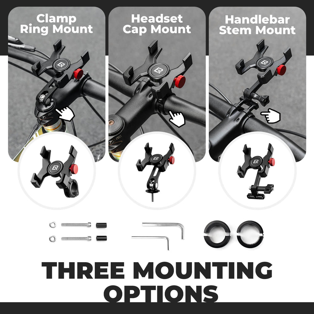 Aluminum Bike Phone Holder | ROCKBROS Handlebar Mount for 4.7"-7.1" Phones
