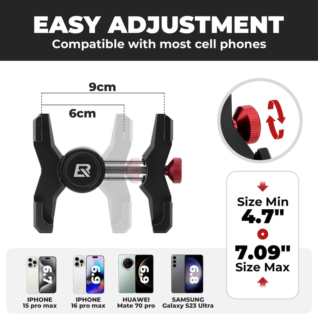 Aluminum Bike Phone Holder | ROCKBROS Handlebar Mount for 4.7"-7.1" Phones