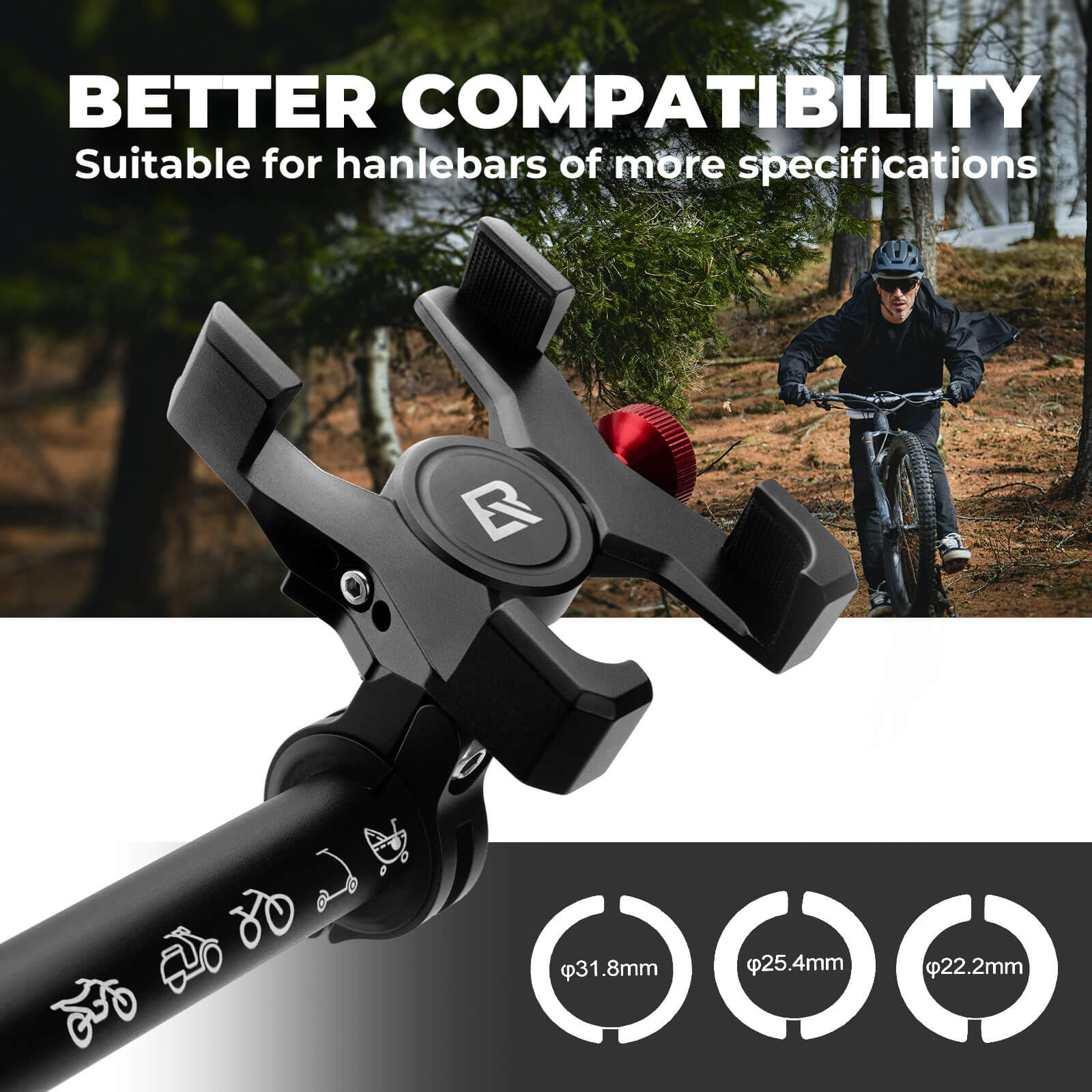 Aluminum Bike Phone Holder | ROCKBROS Handlebar Mount for 4.7"-7.1" Phones