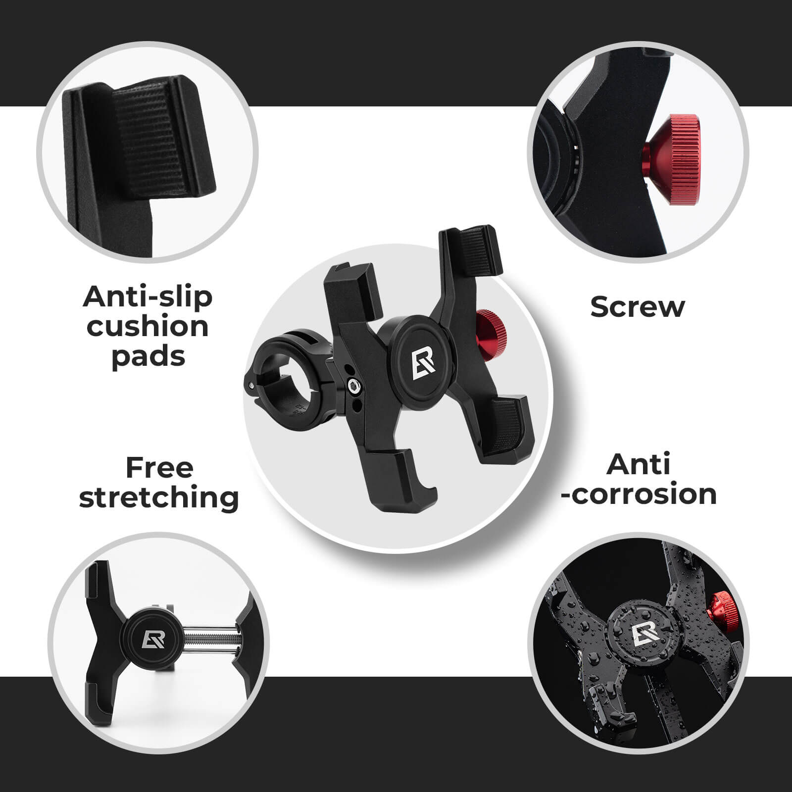 Aluminum Bike Phone Holder | ROCKBROS Handlebar Mount for 4.7"-7.1" Phones