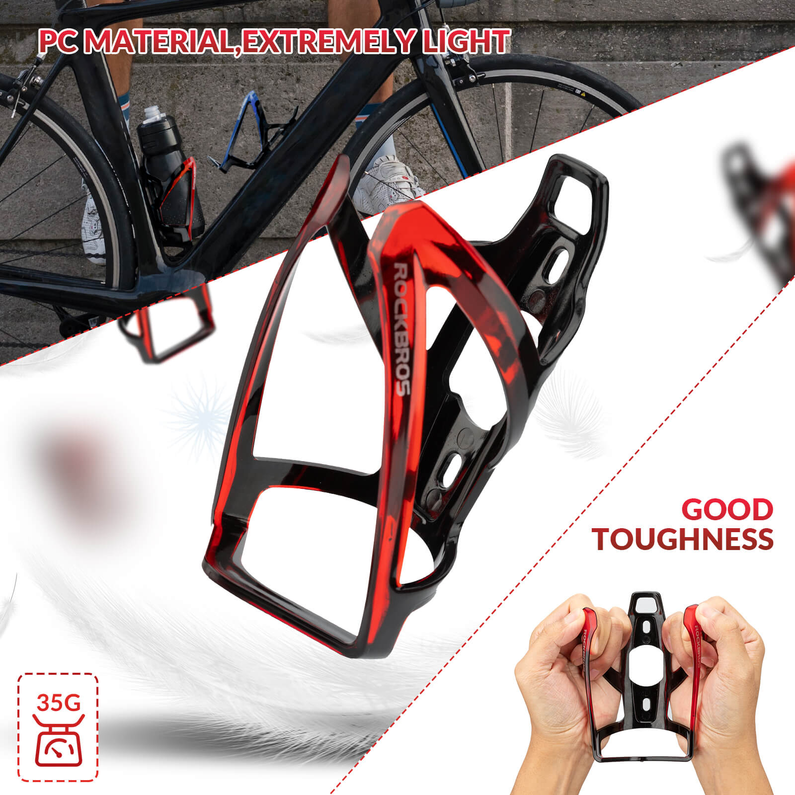 Bike Water Bottle Cage | ROCKBROS FK-338 Lightweight Universal Fit