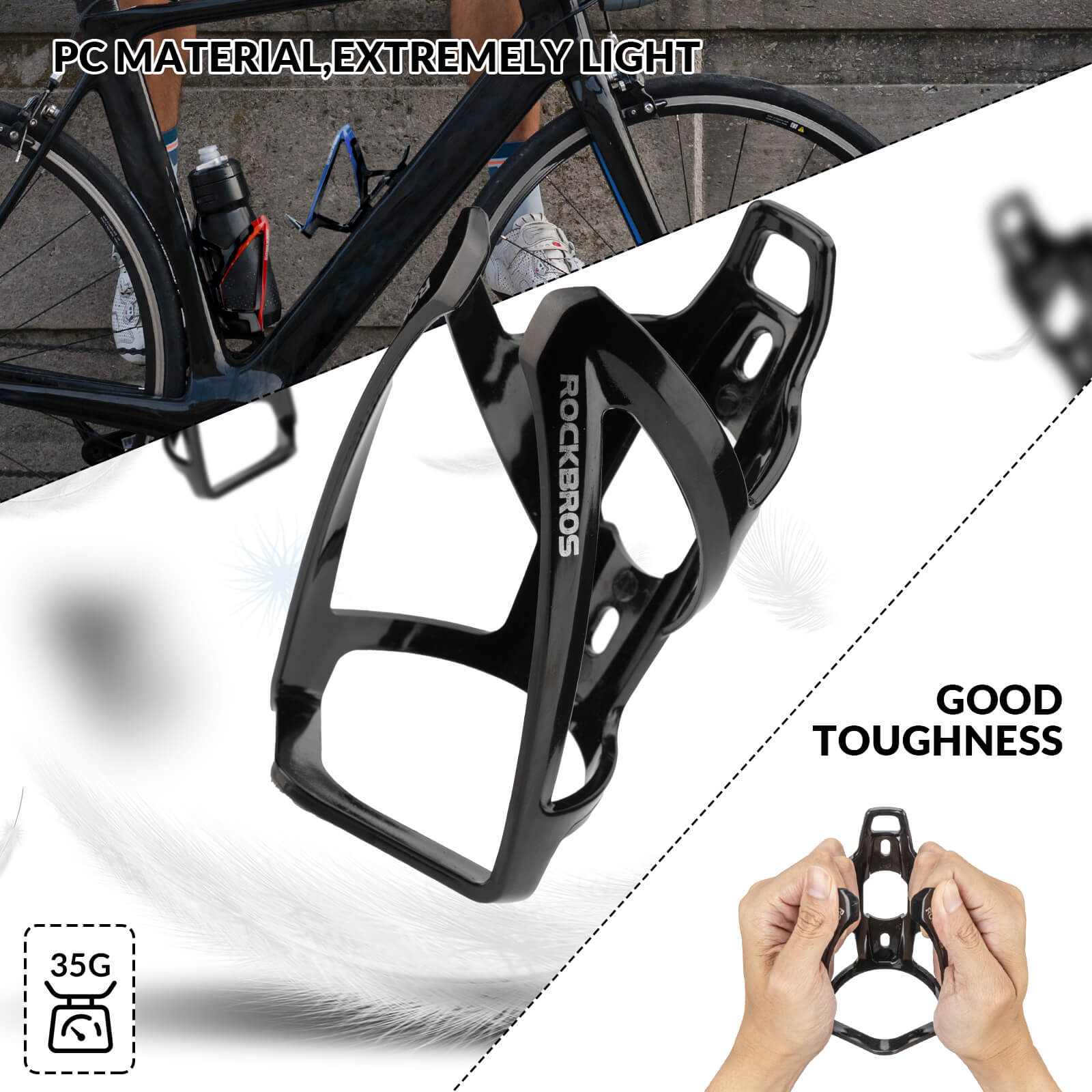 Bike Water Bottle Cage | ROCKBROS FK-338 Lightweight Universal Fit