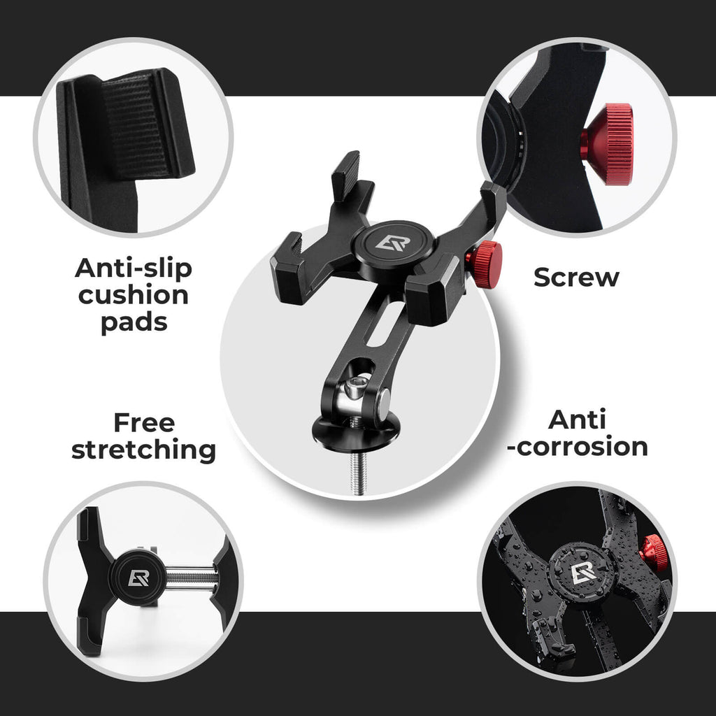 Aluminum Bike Phone Holder | ROCKBROS Handlebar Mount for 4.7"-7.1" Phones