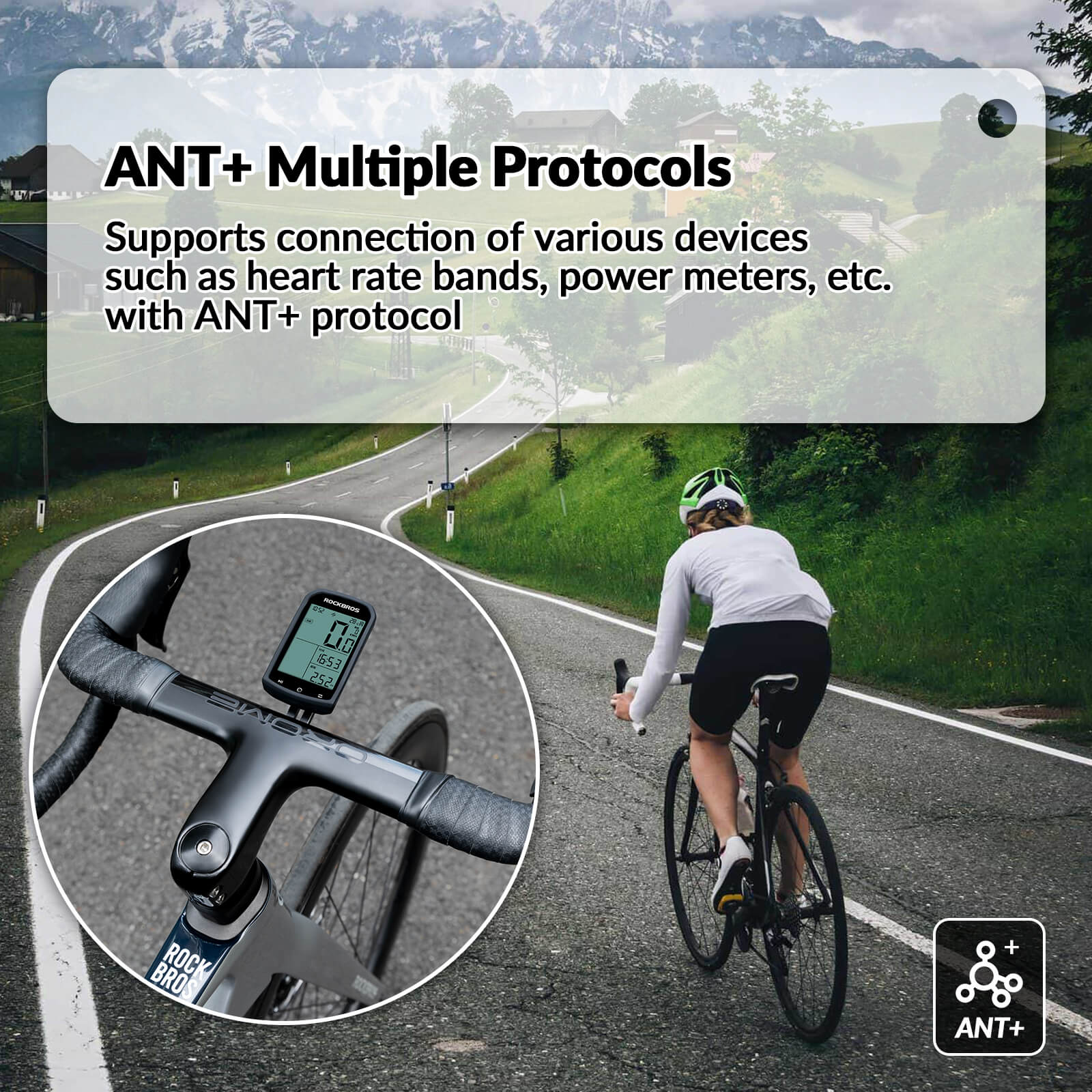 ROCKBROS M1 Bike GPS Computer | Smart Cycling Computer with ANT+ & Bluetooth